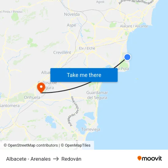 Albacete - Arenales to Redován map