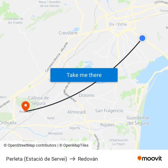 Perleta (Estació de Servei) to Redován map