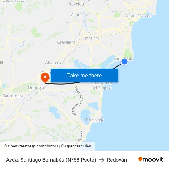 Avda. Santiago Bernabéu (Nº58-Psote) to Redován map