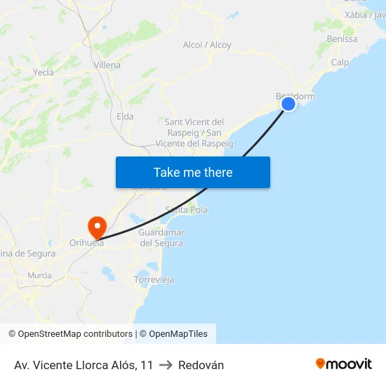 Av. Vicente Llorca Alós, 11 to Redován map