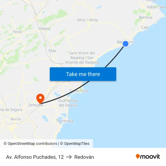 Av. Alfonso Puchades, 12 to Redován map