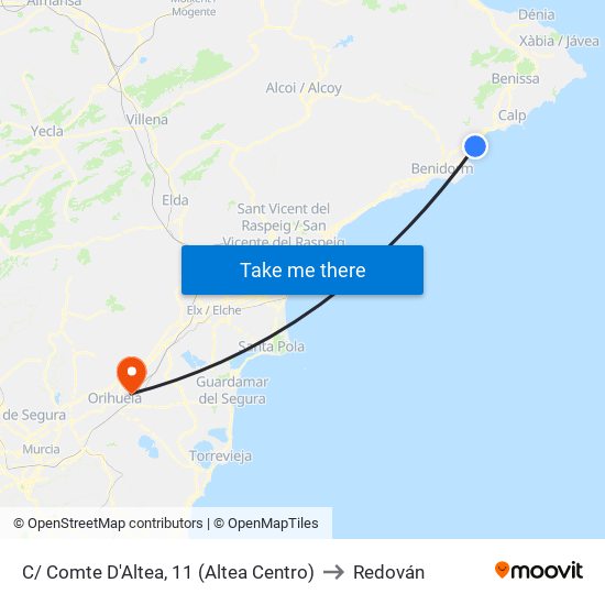 C/ Comte D'Altea, 11 (Altea Centro) to Redován map