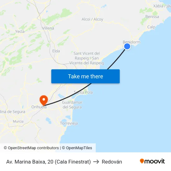 Av. Marina Baixa, 20 (Cala Finestrat) to Redován map