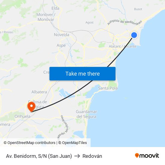 Av. Benidorm, S/N (San Juan) to Redován map