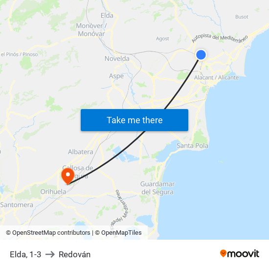 Elda, 1-3 to Redován map