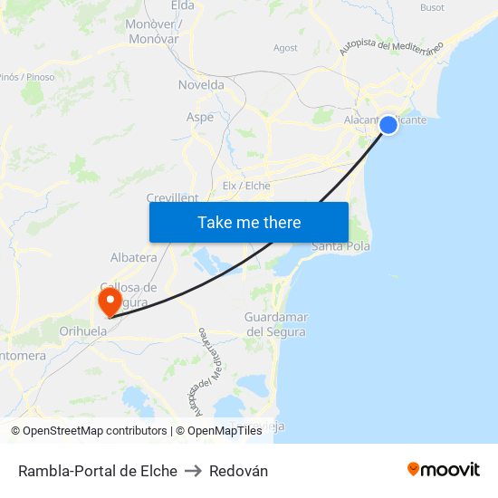 Rambla-Portal de Elche to Redován map