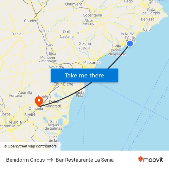 Benidorm Circus to Bar-Restaurante La Senia map