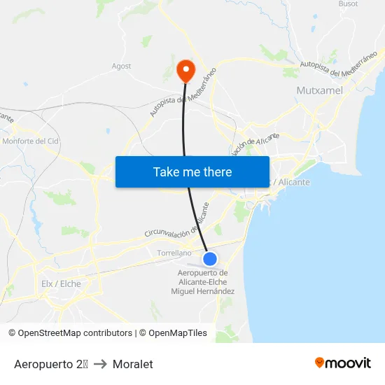 Aeropuerto 2✈︎ to Moralet map