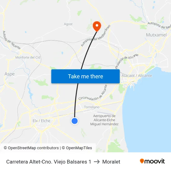 Carretera Altet-Cno. Viejo Balsares 1 to Moralet map