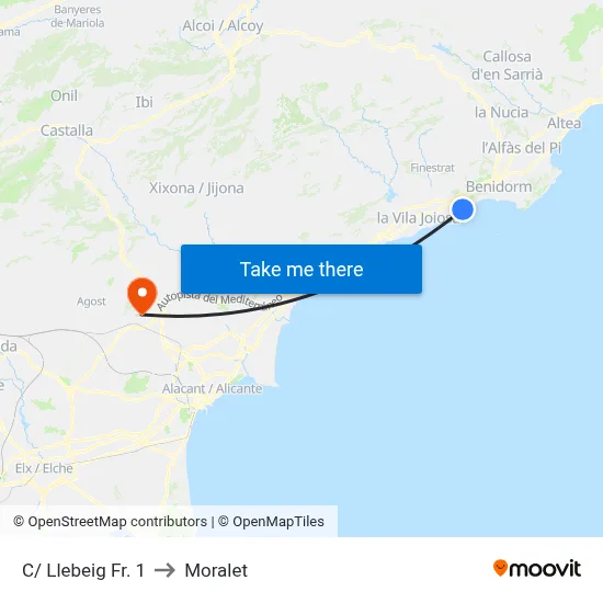 C/ Llebeig Fr. 1 to Moralet map