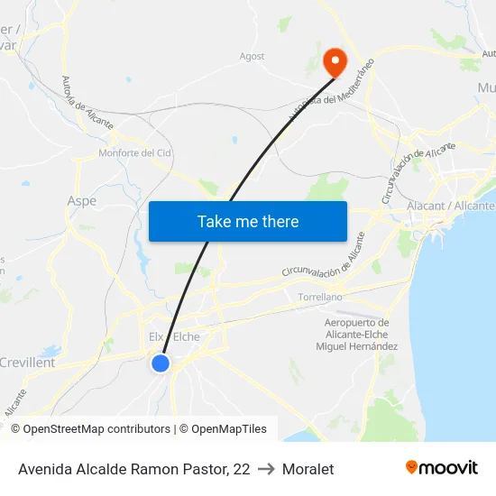 Avenida Alcalde Ramon Pastor, 22 to Moralet map