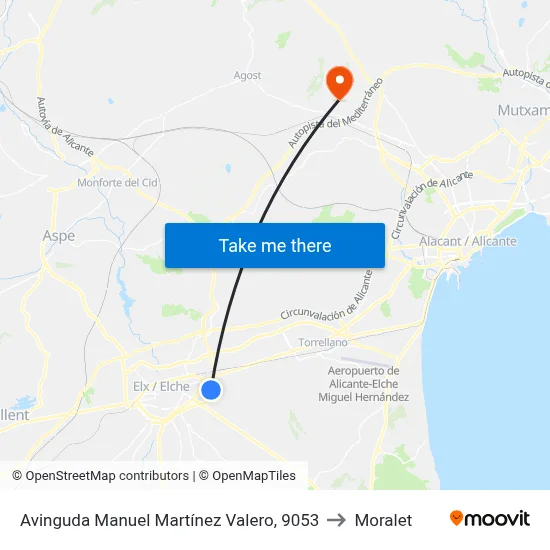 Avinguda Manuel Martínez Valero, 9053 to Moralet map