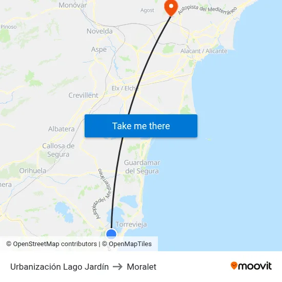 Urbanización Lago Jardín to Moralet map