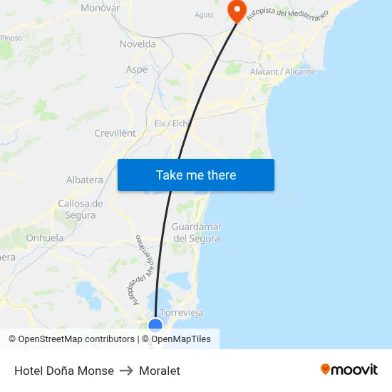 Hotel Doña Monse to Moralet map