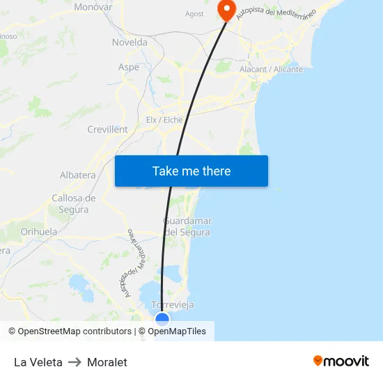 La Veleta to Moralet map