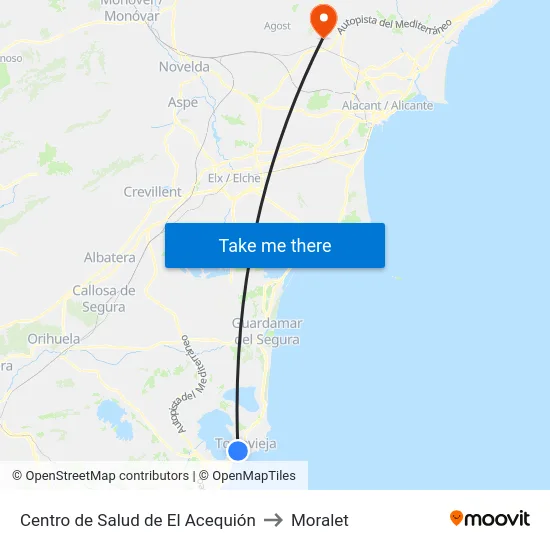Centro de Salud de El Acequión to Moralet map