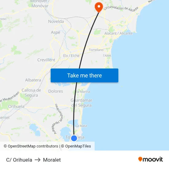 C/ Orihuela to Moralet map
