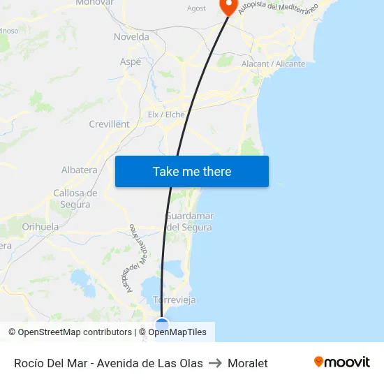 Rocío Del Mar - Avenida de Las Olas to Moralet map