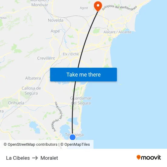 La Cibeles to Moralet map