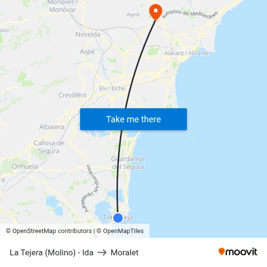La Tejera (Molino) - Ida to Moralet map