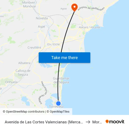 Avenida de Las Cortes Valencianas (Mercadona) - Ida to Moralet map