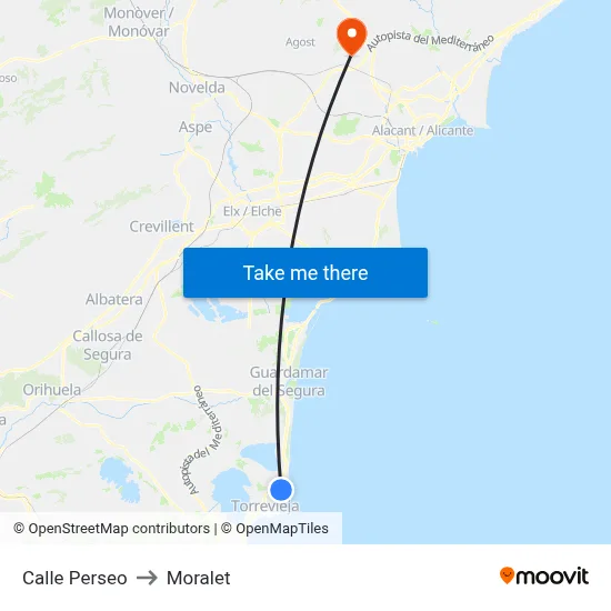 Calle Perseo to Moralet map