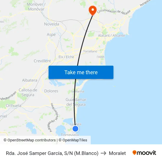Rda. José Samper García, S/N (M.Blanco) to Moralet map