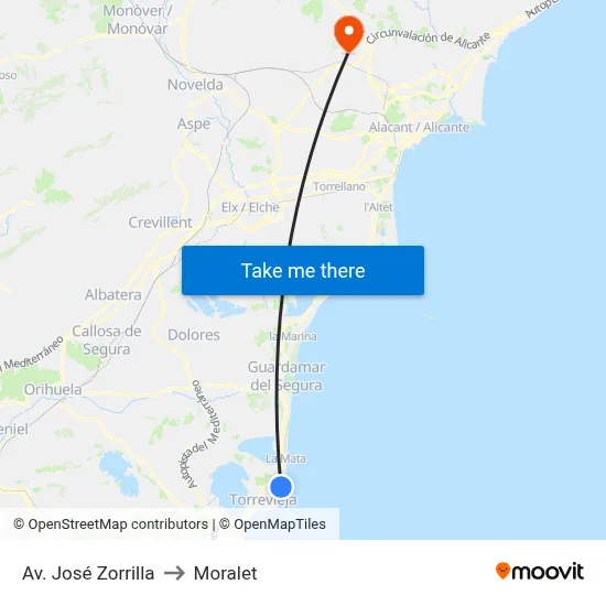 Av. José Zorrilla to Moralet map