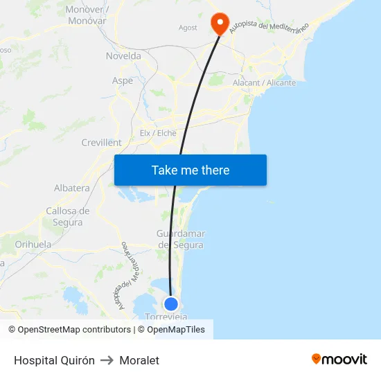 Hospital Quirón to Moralet map