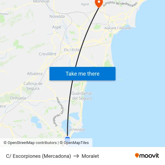 C/ Escorpiones (Mercadona) to Moralet map