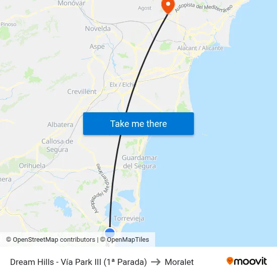 Dream Hills - Vía Park III (1ª Parada) to Moralet map