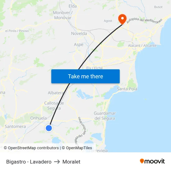 Bigastro - Lavadero to Moralet map