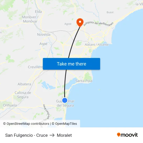 San Fulgencio - Cruce to Moralet map