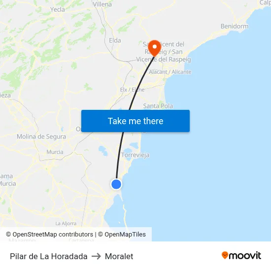 Pilar de La Horadada to Moralet map