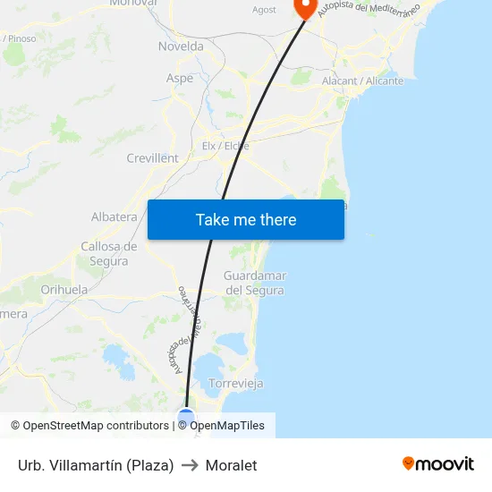 Urb. Villamartín (Plaza) to Moralet map