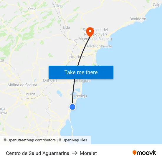 Centro de Salud Aguamarina to Moralet map