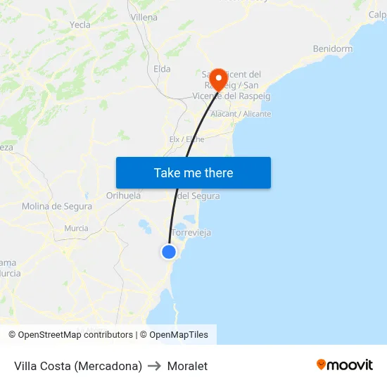 Villa Costa (Mercadona) to Moralet map