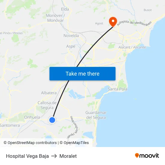 Hospital Vega Baja to Moralet map