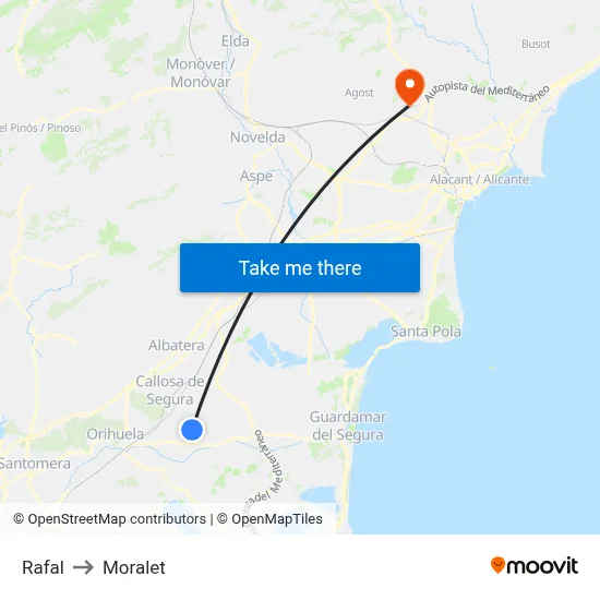 Rafal to Moralet map