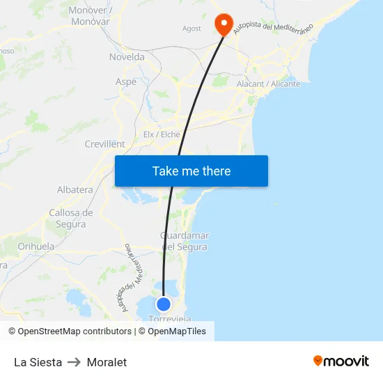 La Siesta to Moralet map