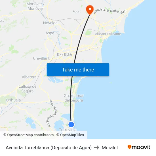 Avenida Torreblanca (Depósito de Agua) to Moralet map