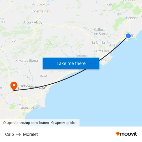 Calp to Moralet map