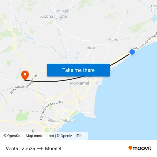 Venta Lanuza to Moralet map