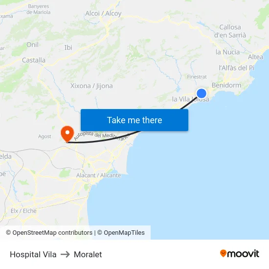 Hospital Vila to Moralet map