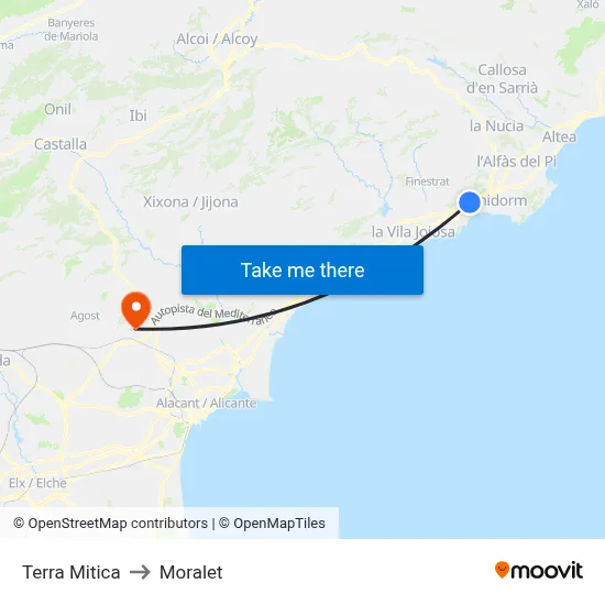 Terra Mitica to Moralet map
