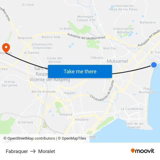 Fabraquer to Moralet map