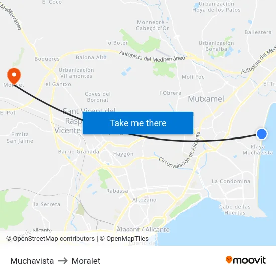 Muchavista to Moralet map