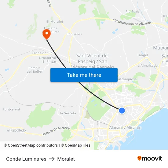 Conde Luminares to Moralet map