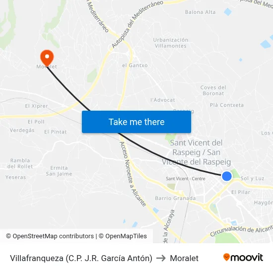 Villafranqueza (C.P. J.R. García Antón) to Moralet map