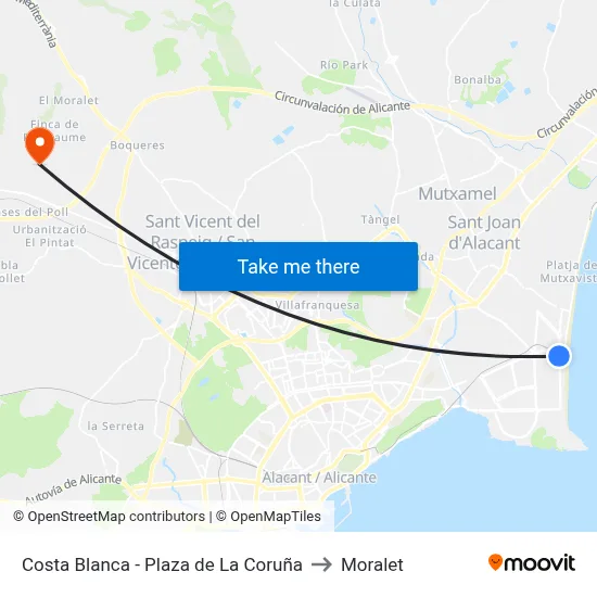 Costa Blanca - Plaza de La Coruña to Moralet map